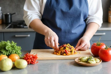 Nutritionist preparing healthy meal